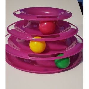 CAT TOY Swirling Ball Tower NEW Watch your Kitty play! Teir Tower Tracks cat toy